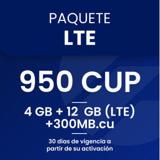 Datos móviles 4 GB + 12 GB (LTE)