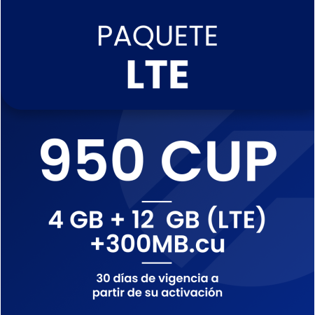 Datos móviles 4 GB + 12 GB (LTE)